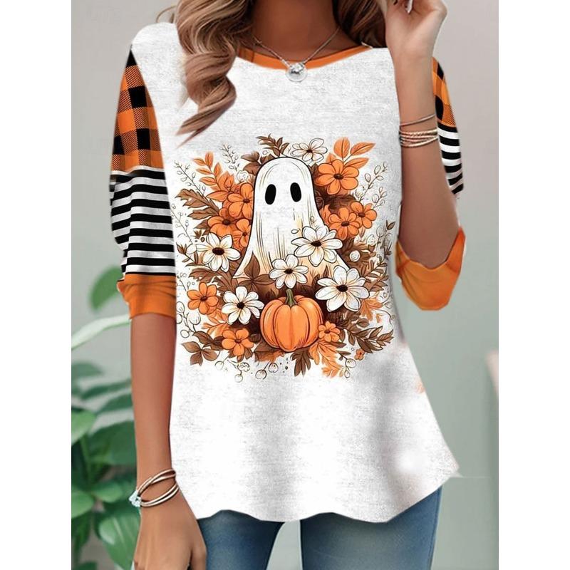 Witch Festival Outfit Women's Halloween Dark Style Printed Long Sleeve Shirt Polyester Comfortable Long Sleeve