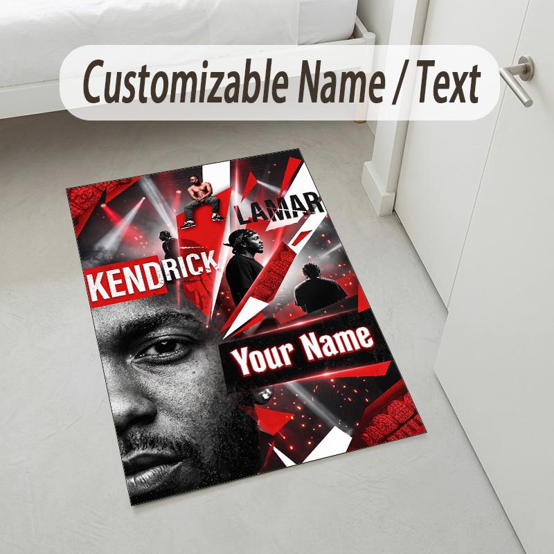 Personalized Crystal Velvet Carpet,Kendrick Lamar Custom Printed Name, Plush Area Rug For Home Indoor Decor