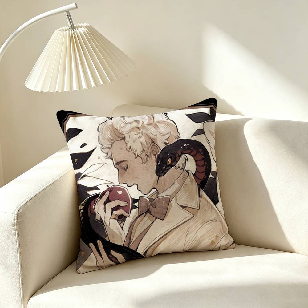 I-Ineffable Husbands Crowley Aziraphale Square Double-Sided printed Pillow Case Bedroom Bedside Pillow Sofa Cushion Cover