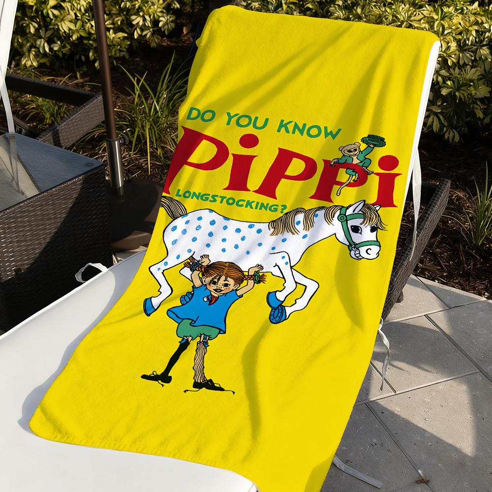 P-Pippi L-Langstrumpf Handtuch Für Schwimmen Yoga Fitnessstudio Schnelltrocknend Weich und hautfreundlich Strandtücher Ganzjahres
