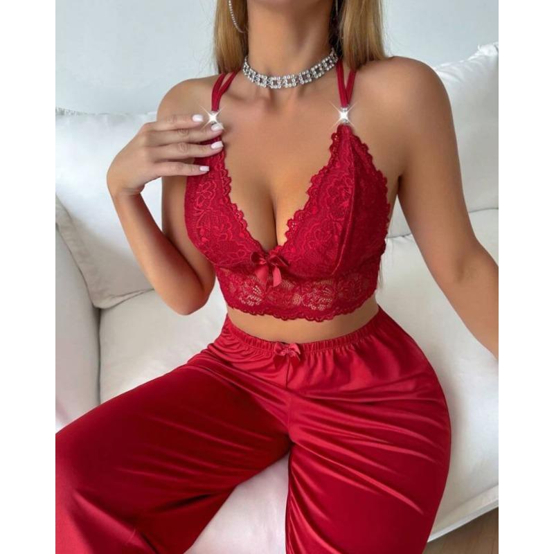 

Сексуальное нижнее белье новое сексуальное кружевное с подвязками слегка подтягивает трусики женское летнее домашнее XL красный