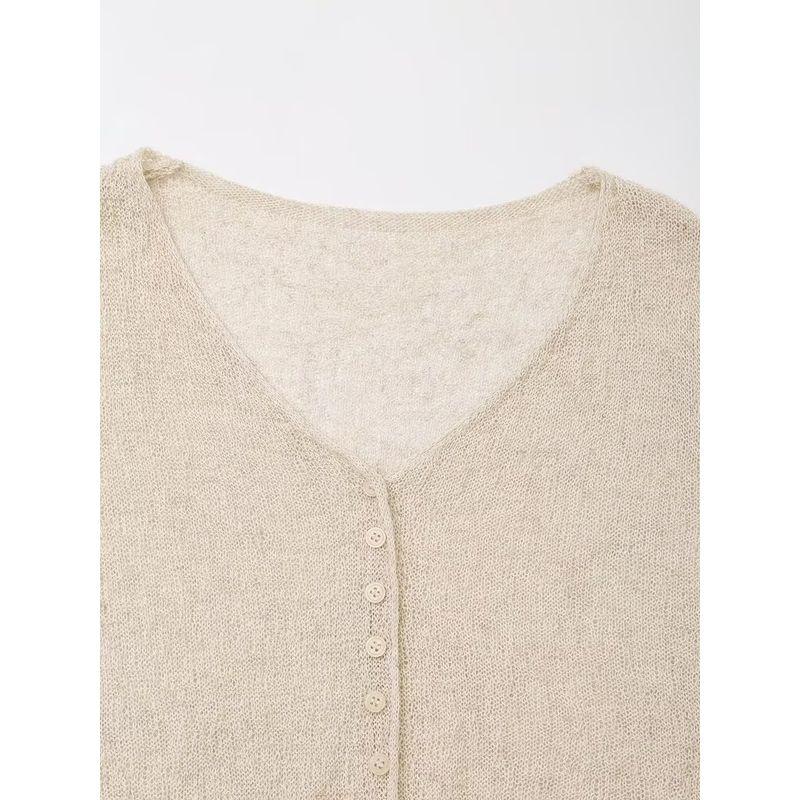 Kaslead New Arrival Women's Clothing Fashion Style Fashion Casual Easiest for Match Button Decoration V Neck Long Sleeves Knitting Cardigan