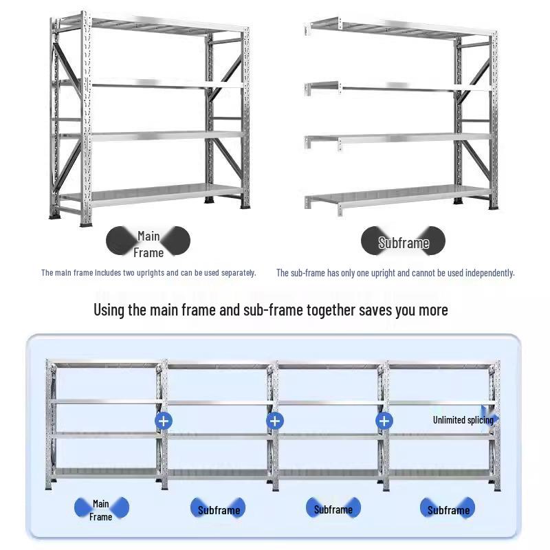 Étagère de rangement multi-couches robuste en acier inoxydable 304 pour entrepôt, cuisine ou sous-sol
