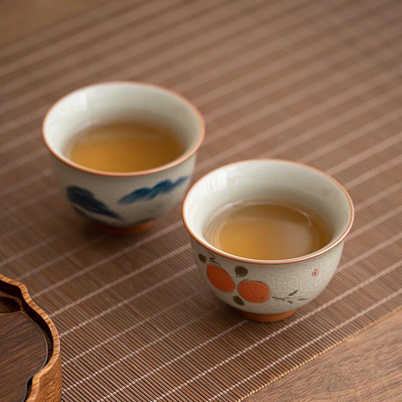 Zhinianhua Hand-Painted Lotus Ge Kiln Ceramic Teacup
