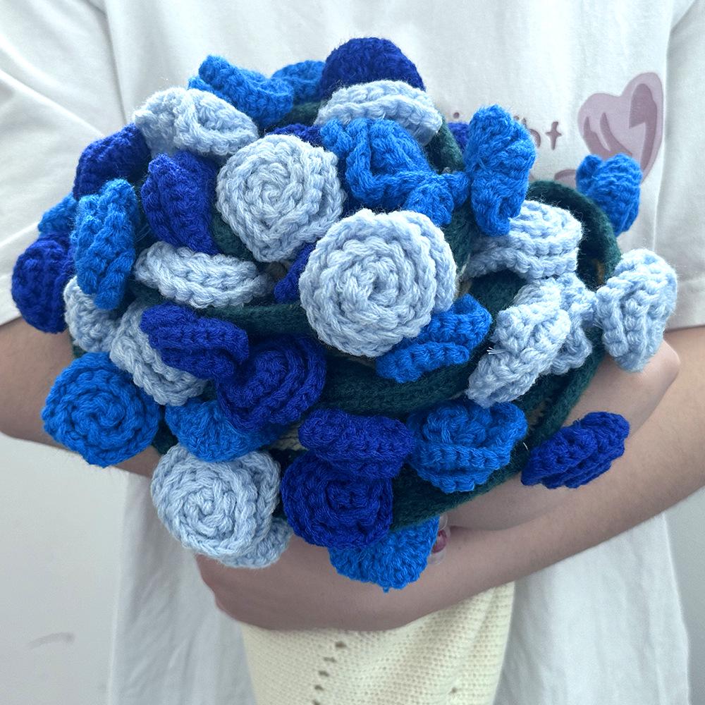 Hand-knitted Rose Bouquet Flower Blanket for Office Naps