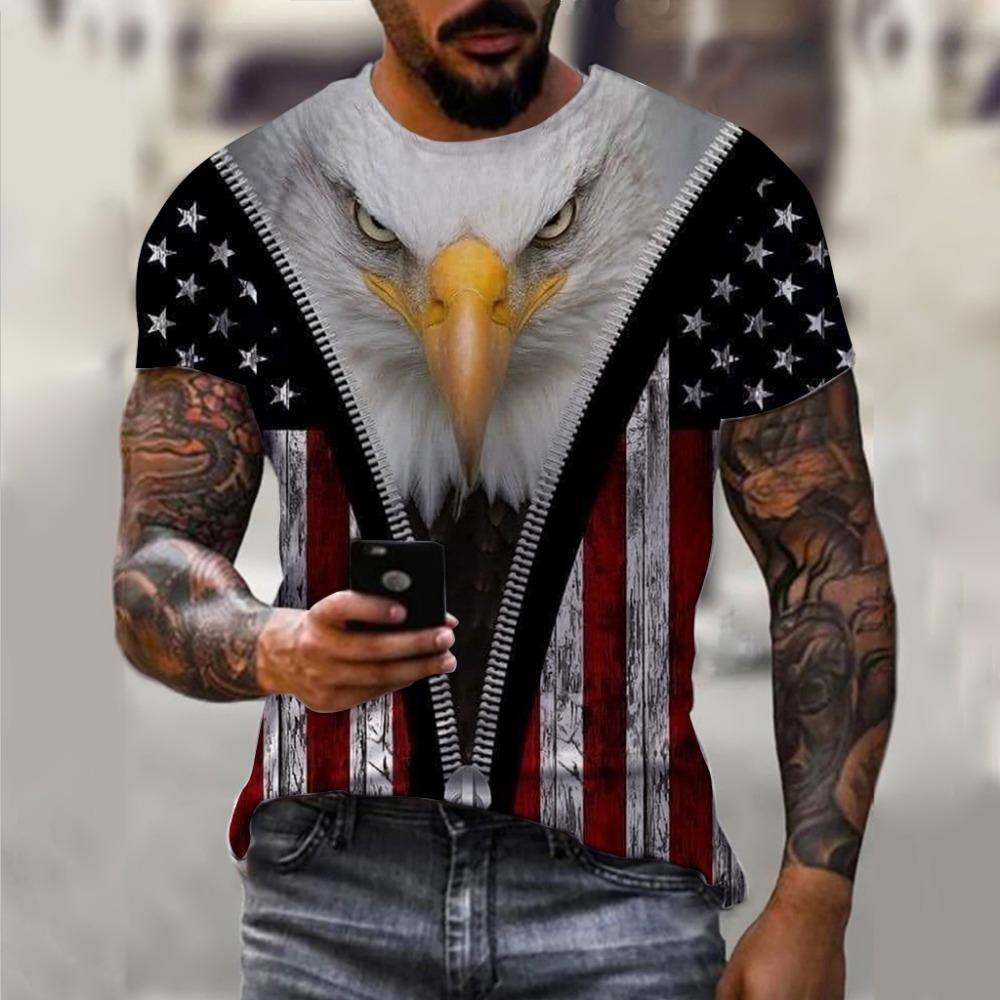 3D-gedrucktes T-Shirt mit amerikanischer Flagge für Männer