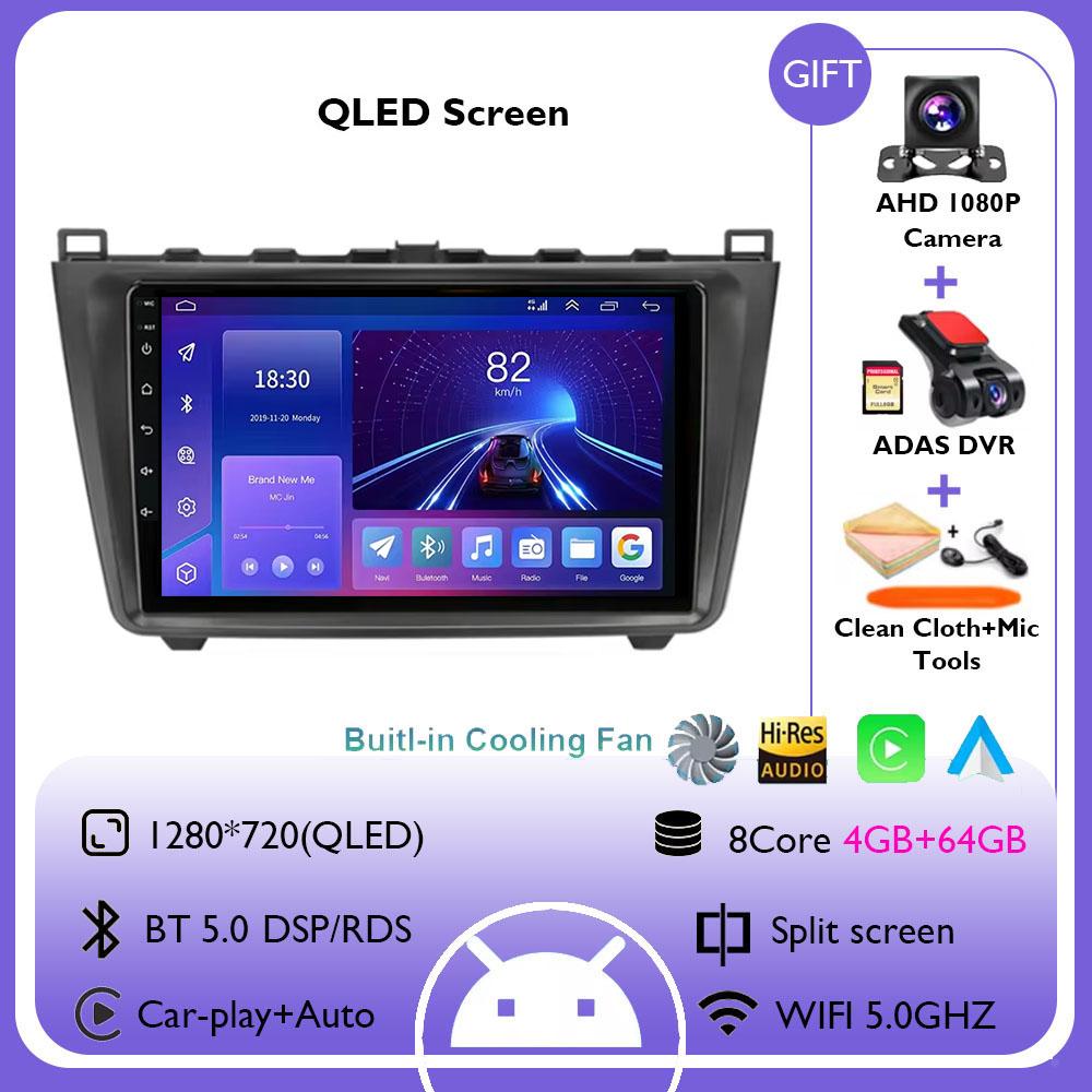 Car Radio Central Multimedia Navigation Android 14 4G+WIFI GPS Screen For Mazda 6 GH 2007-2012 Wireless Carplay Stereo Head Unit