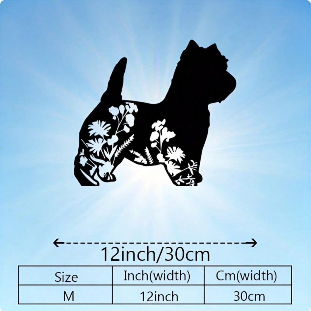Westie Dog Metal Wall Art Black White Iron Floral Wildflowers Durable Indoor Outdoor Decor разноцветный