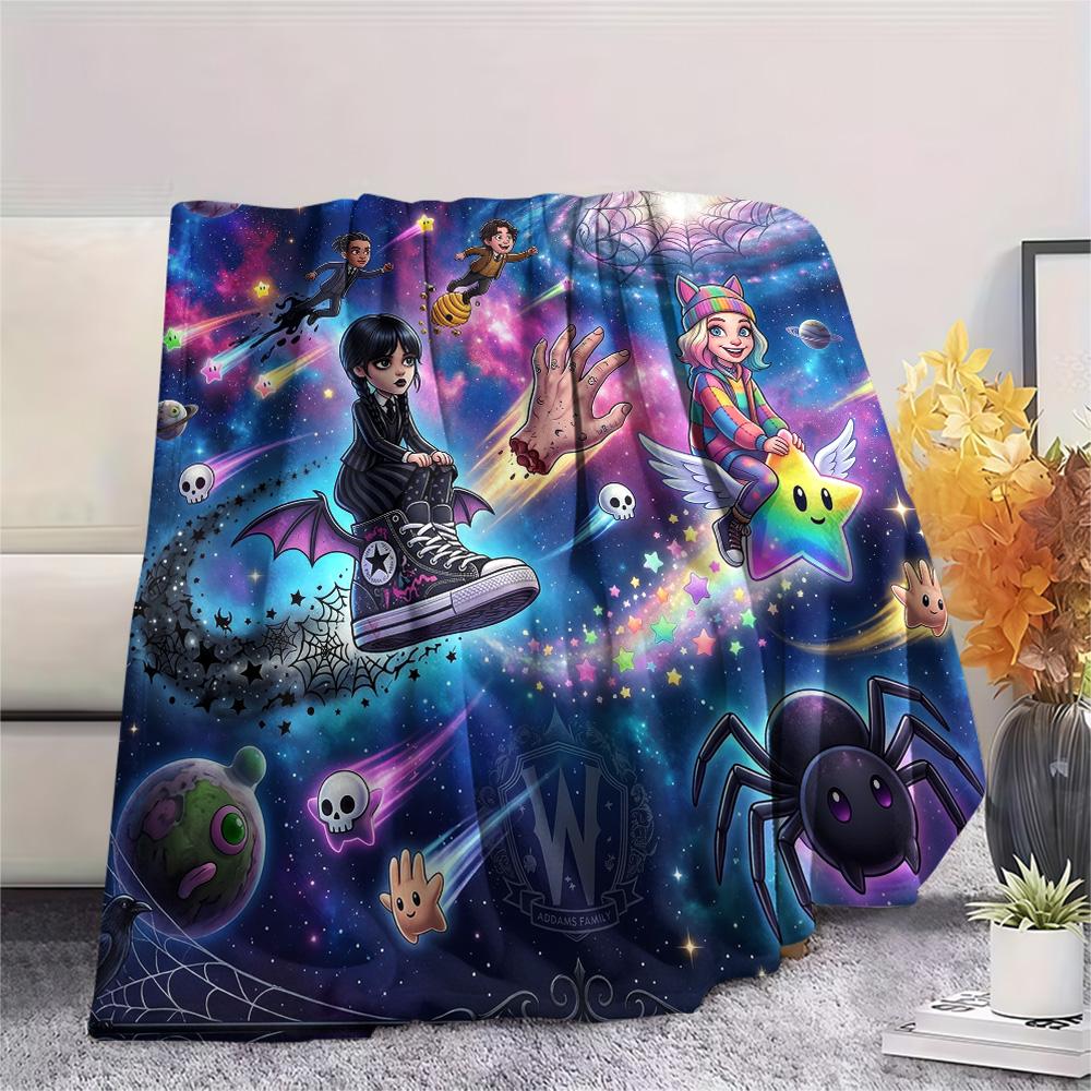 Coperta in Flanella con Stampa di Mercoledì Addams, Coperta Calda Ultra Morbida di Alta Qualità per Tutte le Stagioni, Coperta Accogliente per Arredamento Casa, Regalo di Natale Perfetto