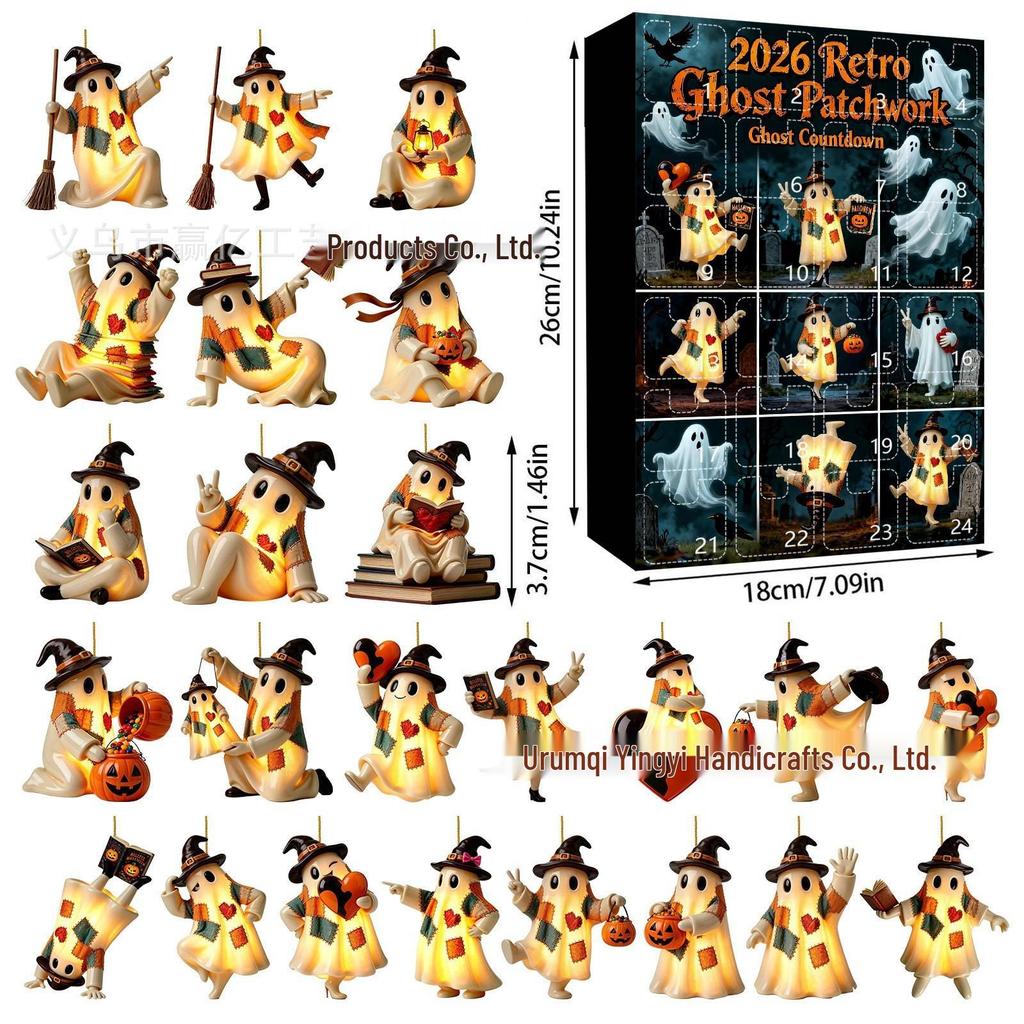 2026 Halloween Witch, Ghost & Goblin Countdown Calendar with Acrylic Pendant Blind Box