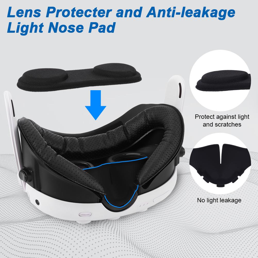 M019 6 IN 1 Face Pad Replacement For Meta/Oculus Quest 3VR Sweat-Proof PU Ice Silk Foam Face Cushion Nose Pad Lens Protector