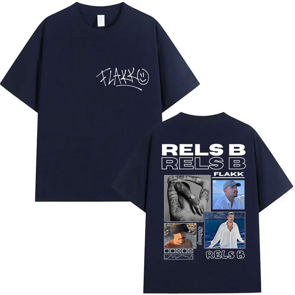 2025 Summer Rapper RELS B Thin Flakk Tour Fan Tshirt Male Hiphop Retro Cotton Shortsleeved Tshirt Clothing Top
