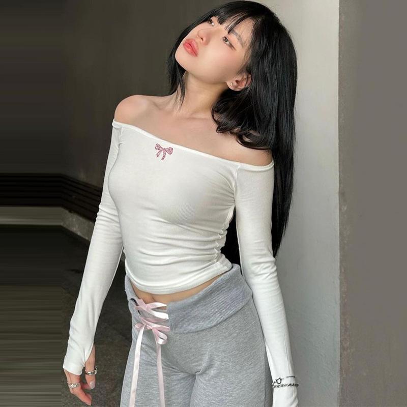 European and American Ins Style Women's Clothing Early Autumn New Sexy One-word Collar Spice Girl Pure Desire Style Slim-fitting Scheming Halter Top