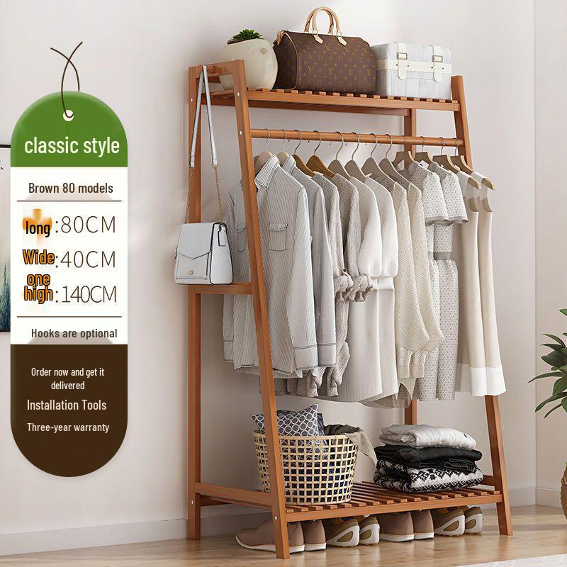 Bamboo Floor-Standing Clothes Rack & Wardrobe Organizer