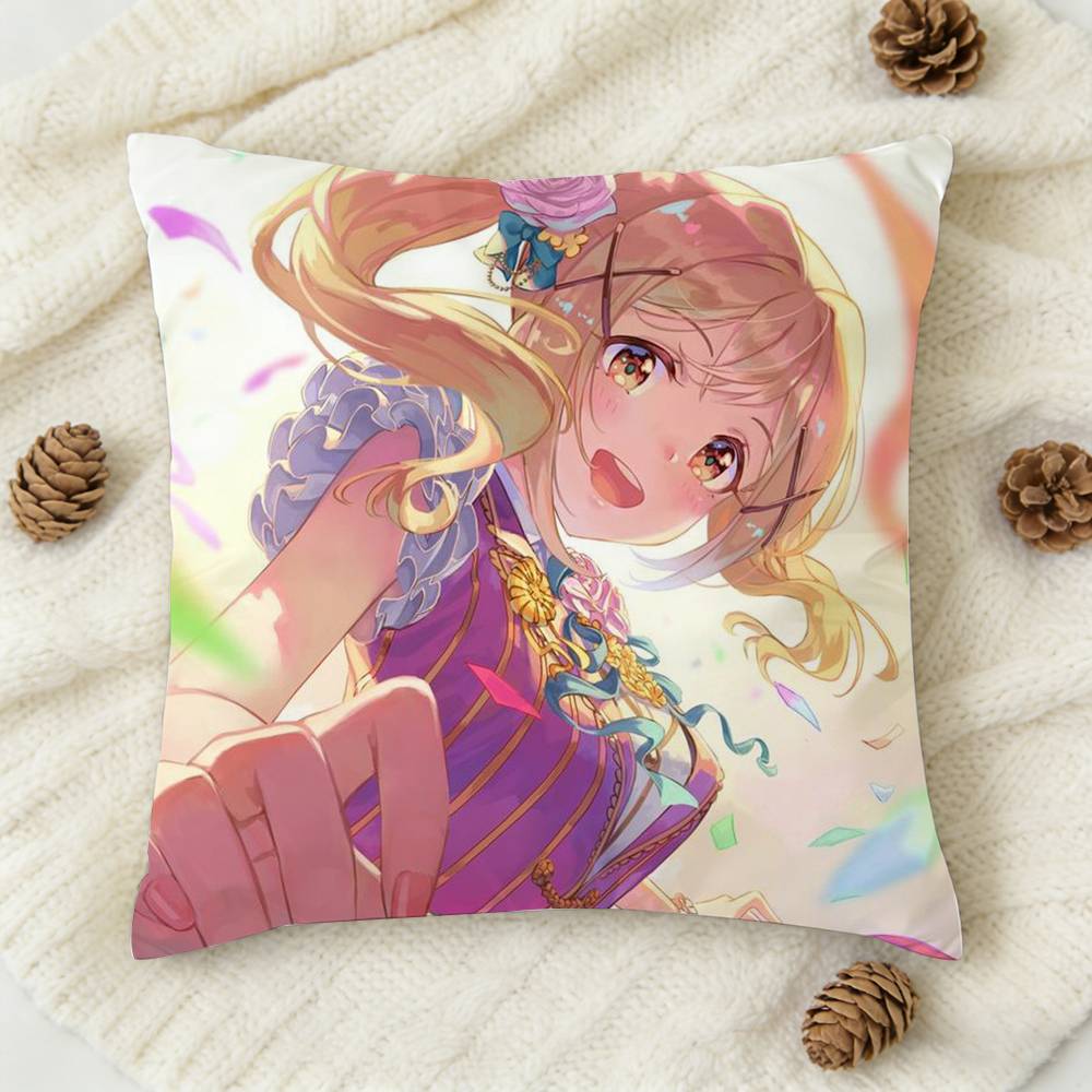 Anime BanG Dream Doublesided Printed Square Decorative Cushion Cover for Sofa Living Room Home Decor
