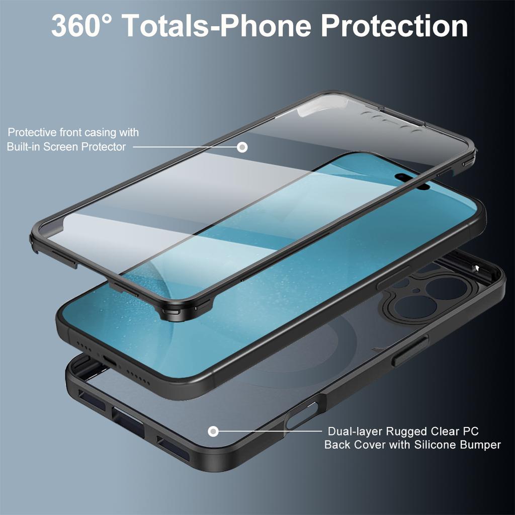Suitable for iPhone 17 Pro Max 17Air Transparent Full-Edge Strong Anti-Fall Magnetic Wireless Charging Three-Proof Phone Case For iPhone 16 15 14 13