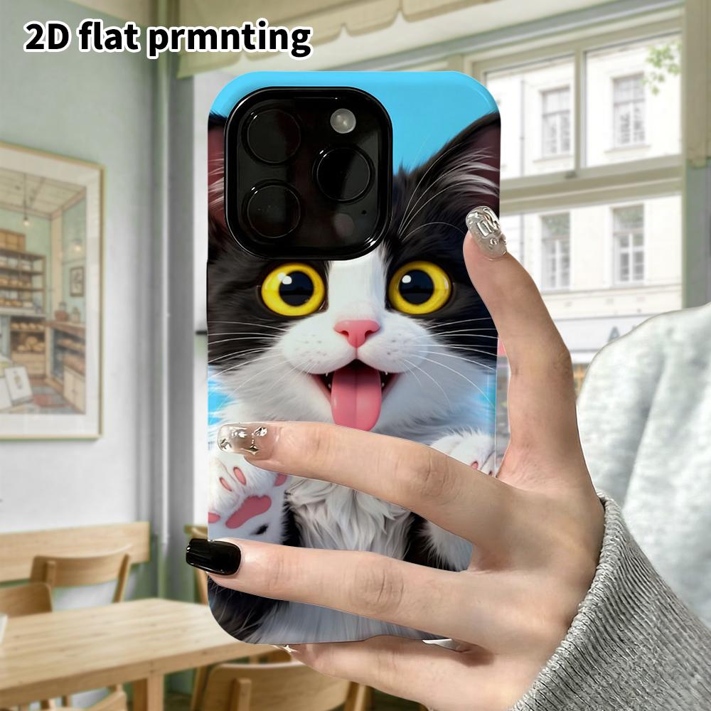 Phone Case: 2D Flat Samsung Galaxy A34 A35 M05 M06 S20 S22 S21 FE Plus 5G Protective Case, Black and White Cow Cat, Perfect Christmas and Halloween Ho