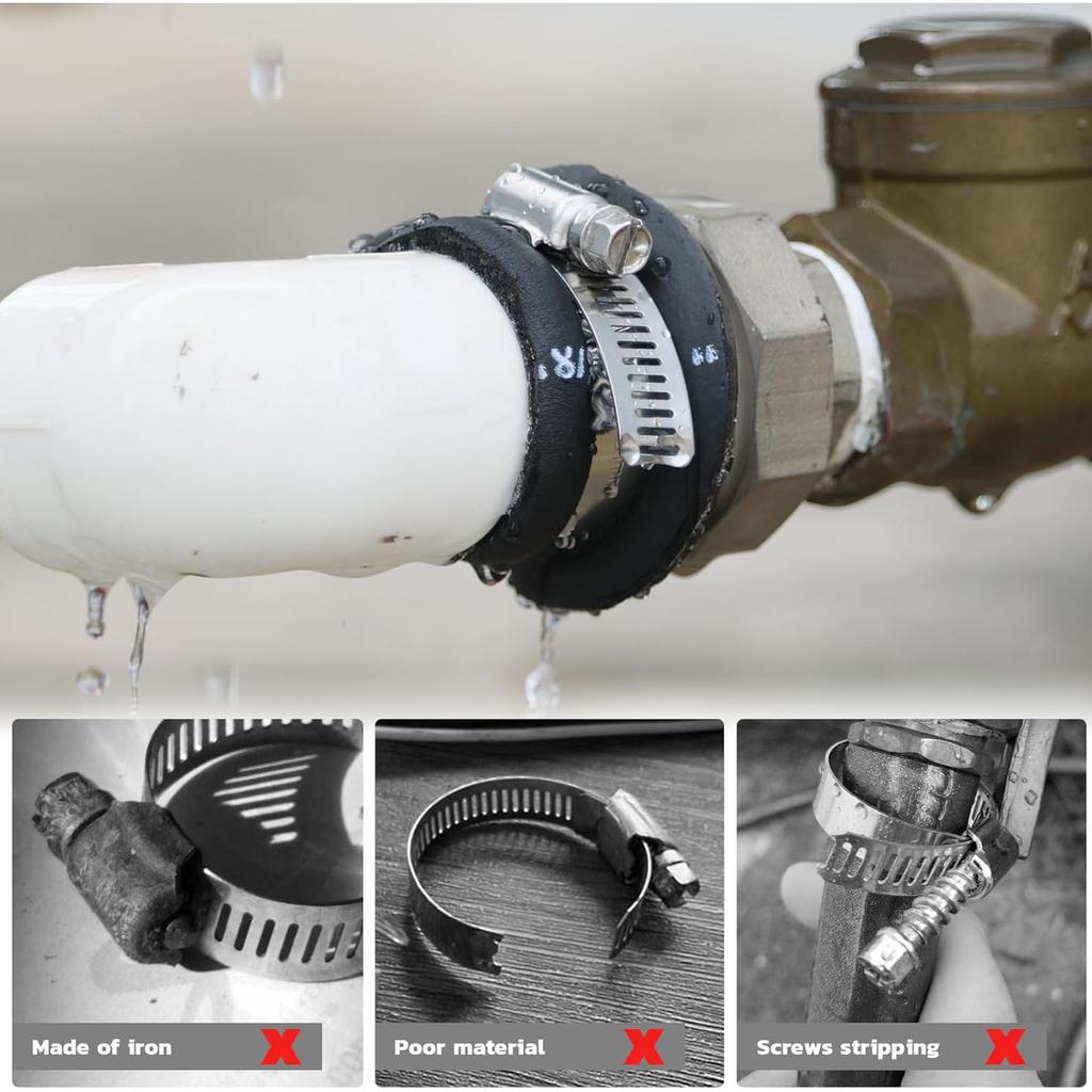 60PCS304 Stainless Steel American Throat Hoop Pipe Clamp Set 6mm-38mm Clamp Hoop Box