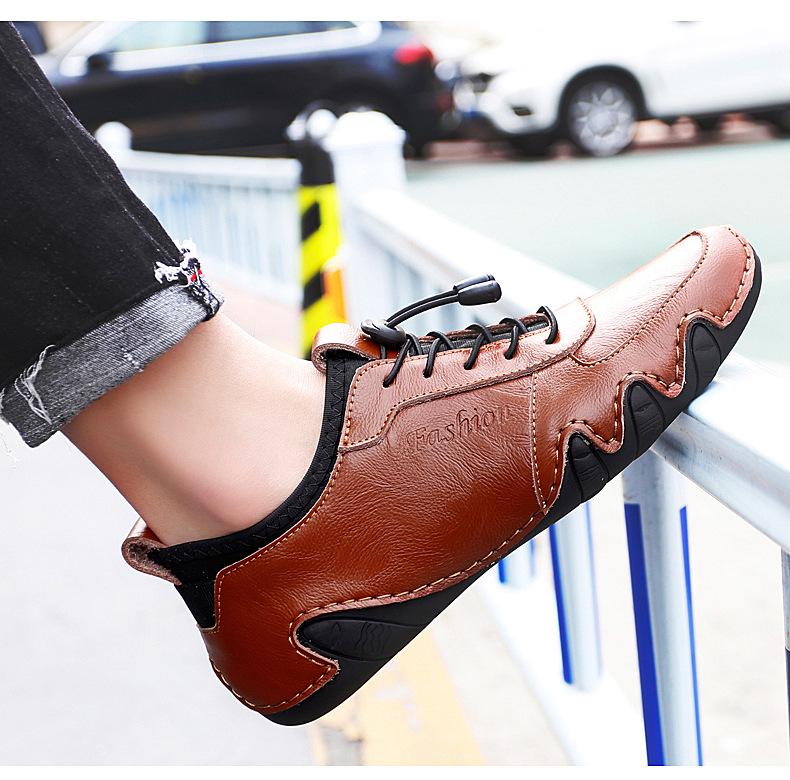 Men's Large Casual Leather Low-Top Octopus Driving Shoes for Spring & Autumn