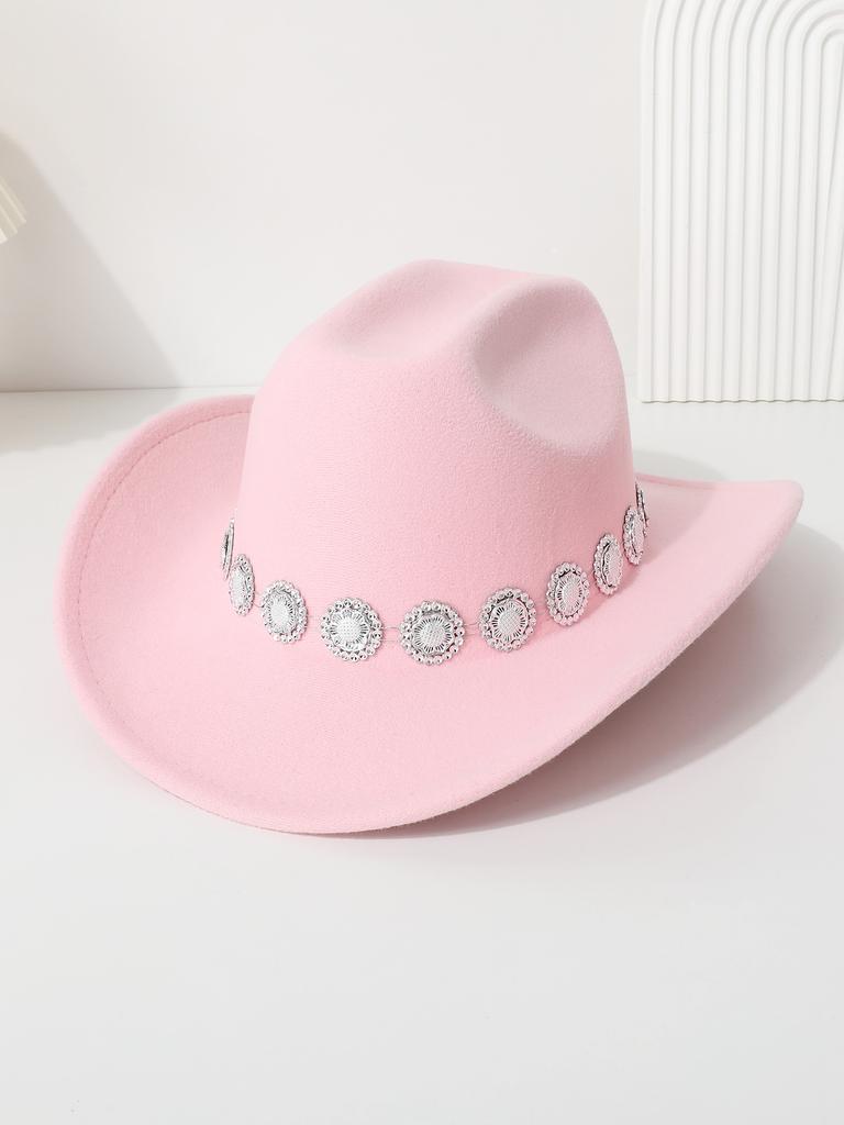 Western cowboy top hat men's and women's casual top hat flower sequined felt hat