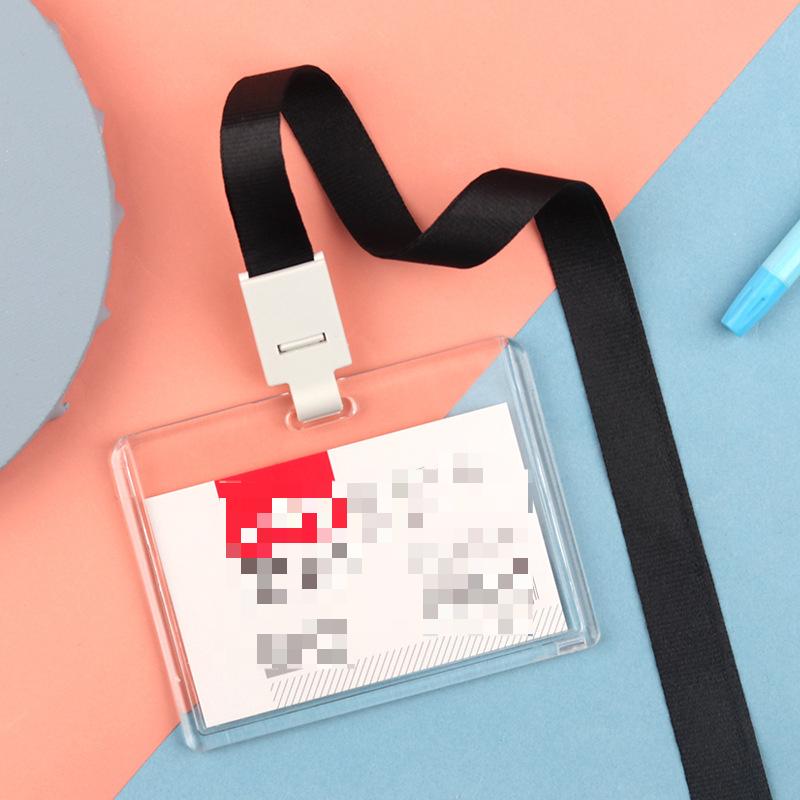 Fashion Acrylic Transparent Bus Cards Sleeve Employee Work Card Holder with Lanyard Work Card Cover Women Men Credit Card Holder