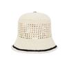 VARZAR VA Top Button Knit Crochet Bucket Hat Cream