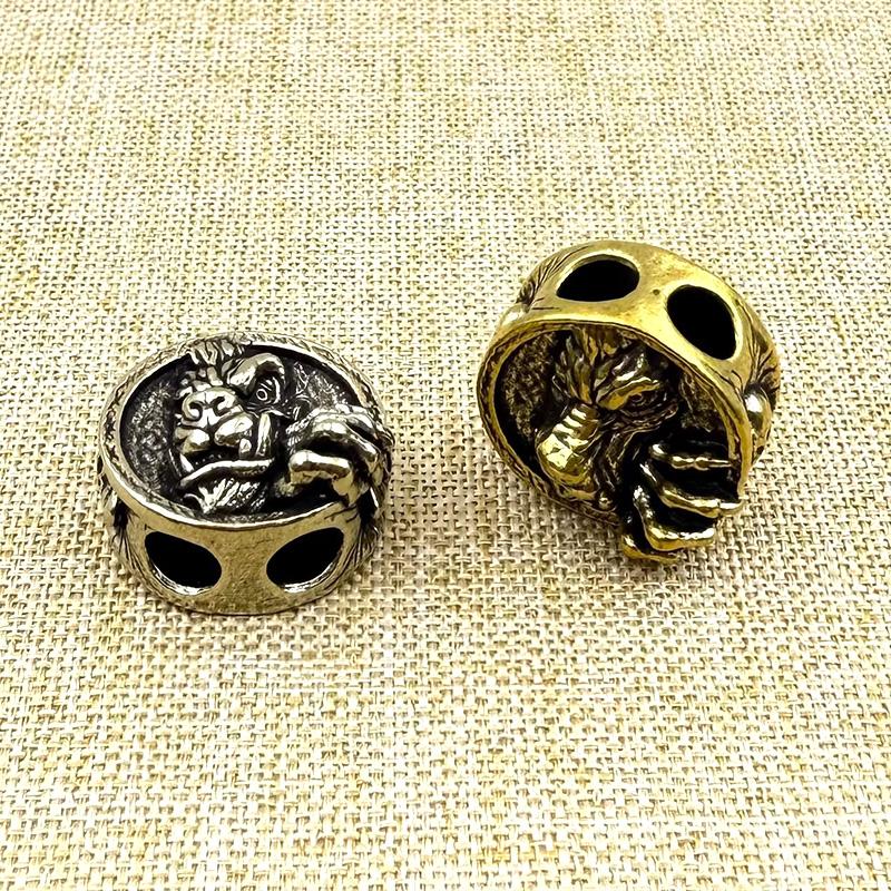 Brass Wolf Skull Head Knife Beads Punk Edc Outdoor Diy Paracord Woven Lanyard Pendants Retro Umbrella Rope Bracelets Accessories