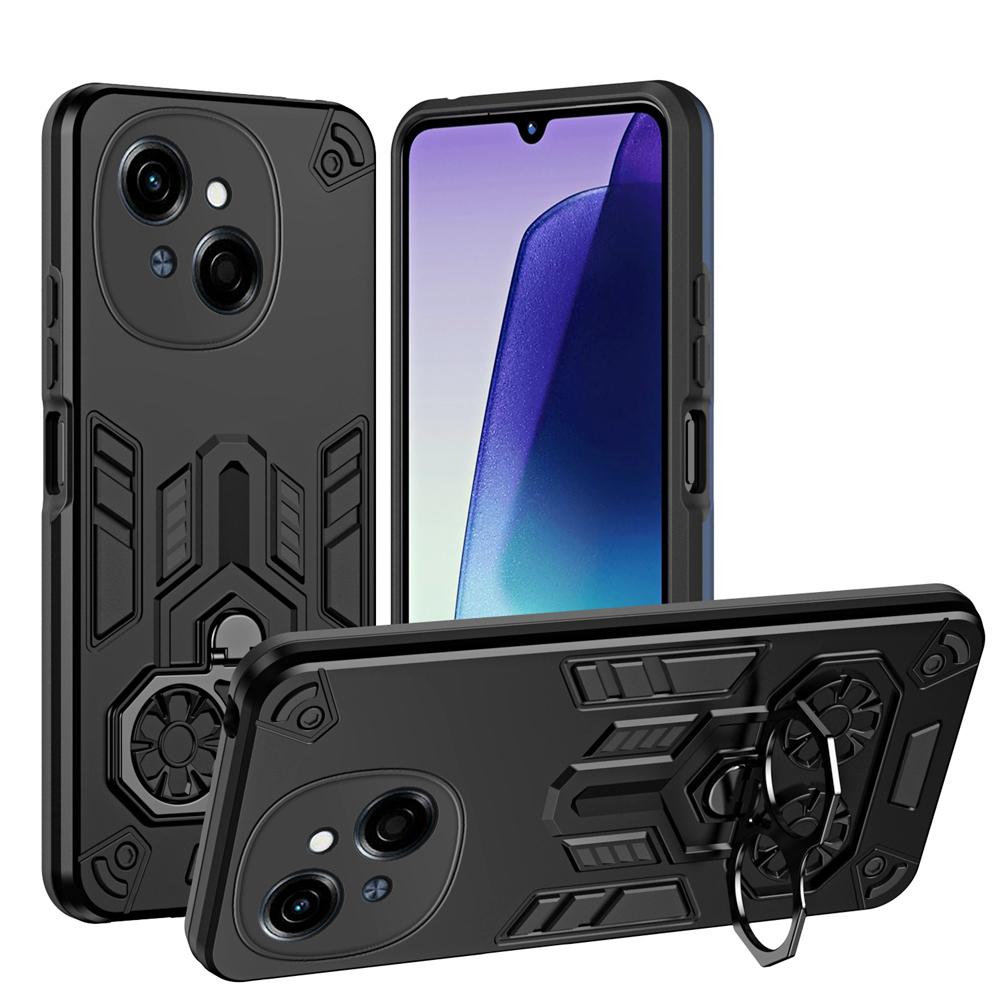 KEYSION Shockproof Armor Case for TECNO Spark Go 1 1S Go 2025 Soft Silicone+PC Metal Ring Stand Phone Cover for TECNO Pop 9 4G