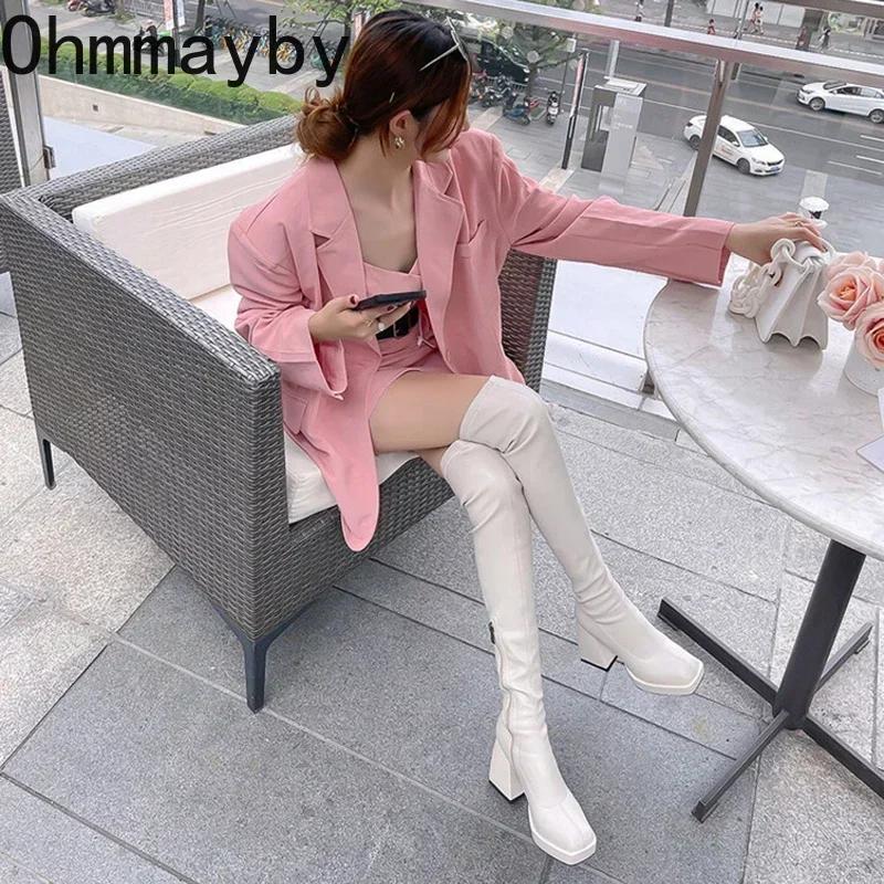 Winter Overknee-Stiefel Mode Seitliche Reißverschlüsse Quadratische High Heel Lange Stiefel Damen Elegante Mordern Stiefel