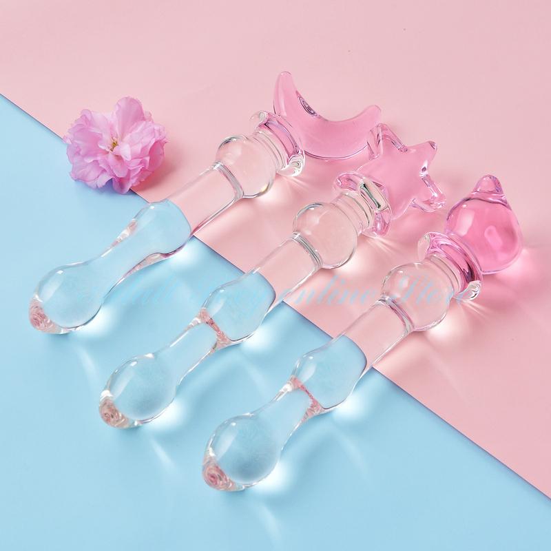 Crystal Glass Dildos Realistic Dildo Penis Glass Beads G-Spot Anal Butt Plug Erotic Sex toys for Woman Couples Adults