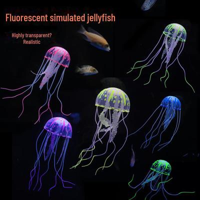 Fluorescent Jellyfish Aquarium Decor: Small/Medium Fish Tank Silicone Ornaments for Interior Landscaping