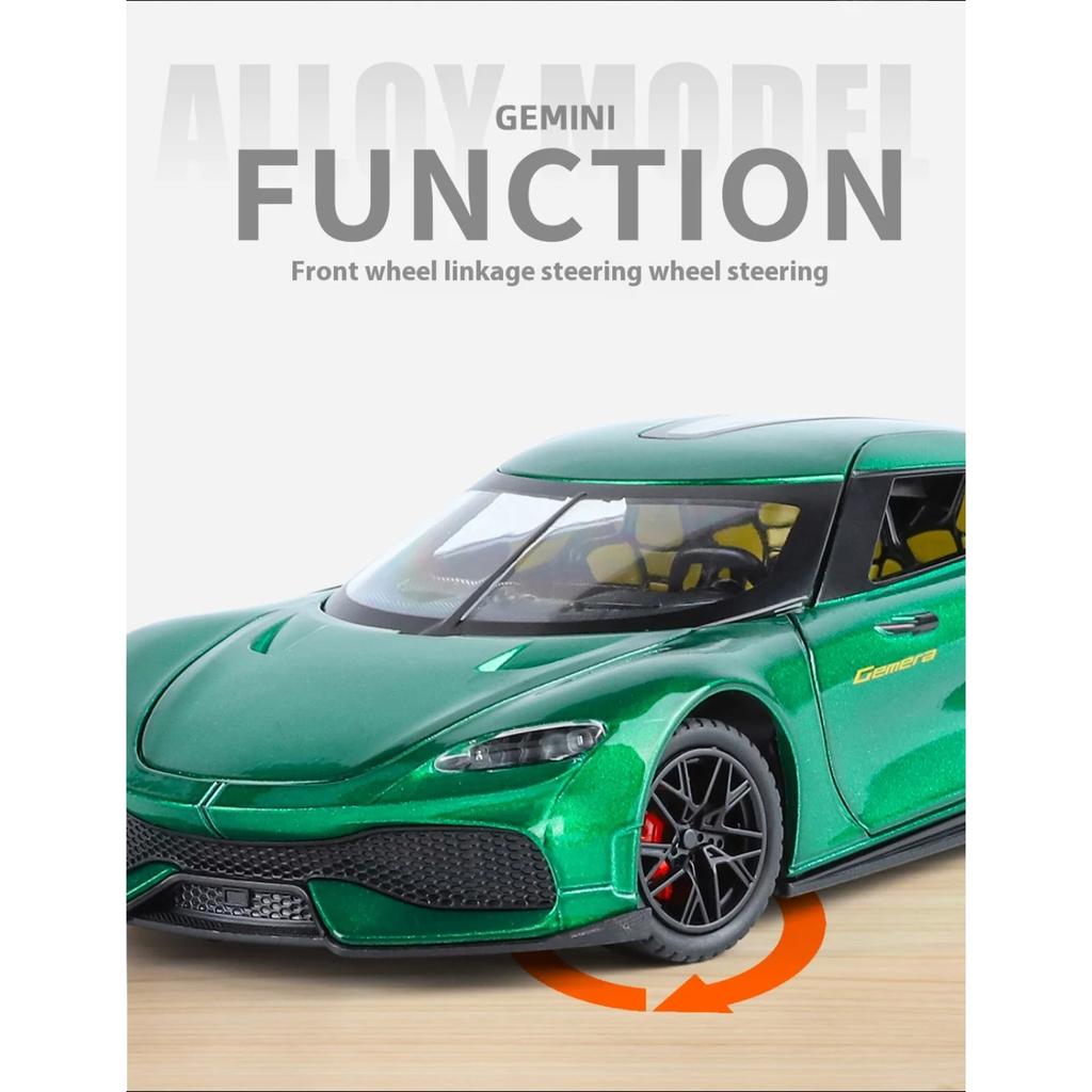 1/24 Koenigsegg Gemera GT Sports Car Alloy Diecast Model Collect Hobby Model Ornaments Gift for Friend Pull Back Toy New Style Sports Car