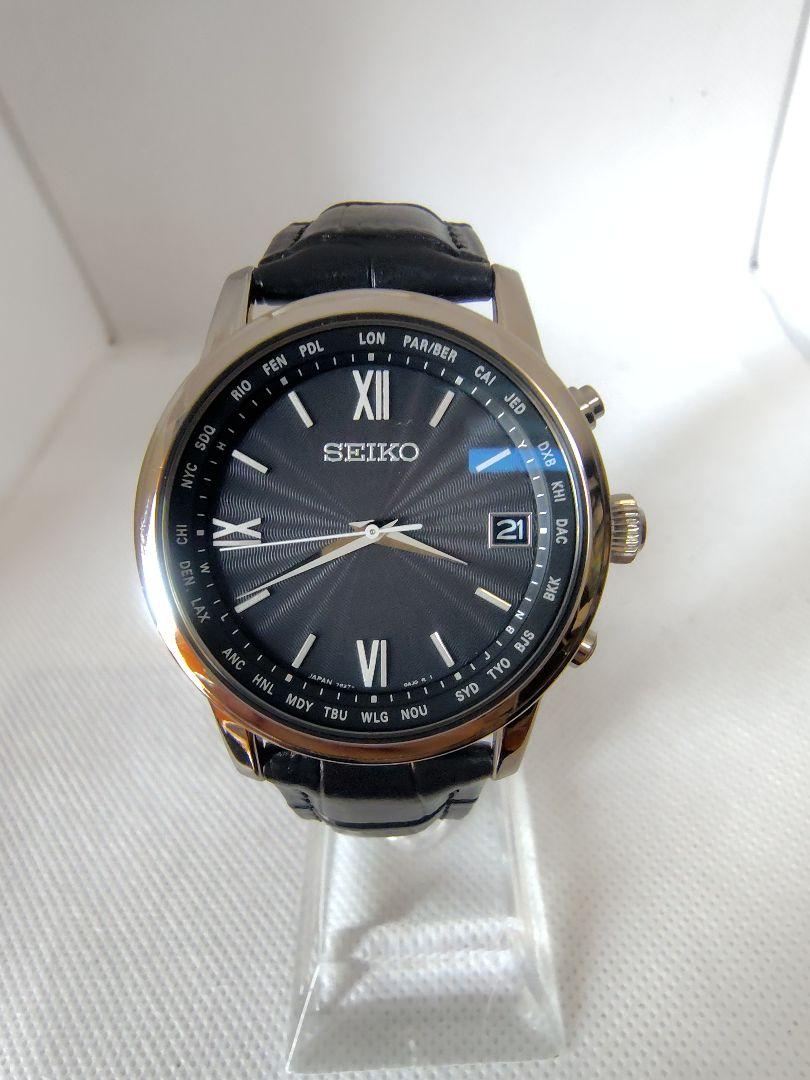 

[USED] Radio-controlled solar watch, rare, Seiko Brightz world time strap