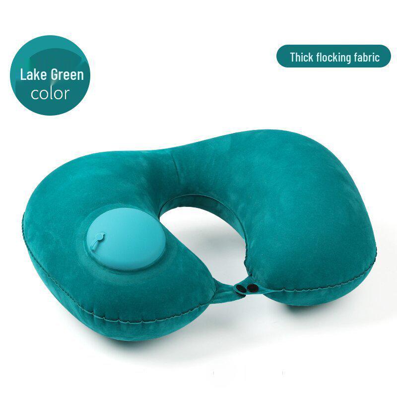 Pressing Inflatable U-Shaped Travel Pillow: Portable Airplane Headrest & Nap Neck Support