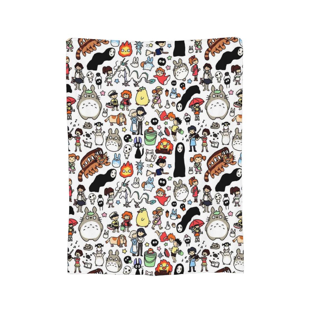Susuwatari Soot Sprites M-Mononoked Blanket Flannel Autumn/Winter Aways Princessed Super Soft Throw Blanket for Bed Couch Quilt