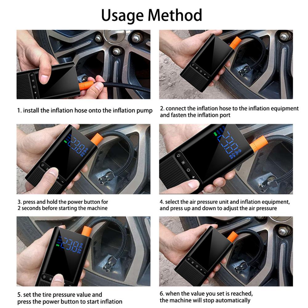 150 PSI Mini Air Pump Wireless Air Electric Tire Inflator Car Bike Rechargeable