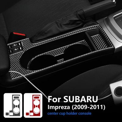 Real Soft Carbon Fiber Sticker For Compatible Vehicle Impreza 2009 2010 2011 Car Central Control Water Cup Holder Interior LHD RHD Trim.