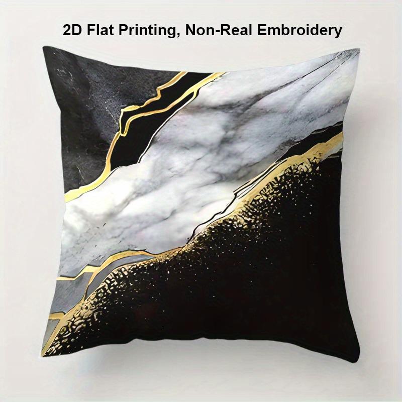 Abstract Blue and Gold Swirl Pattern Throw Pillow Cover for Modern Sofa Decor