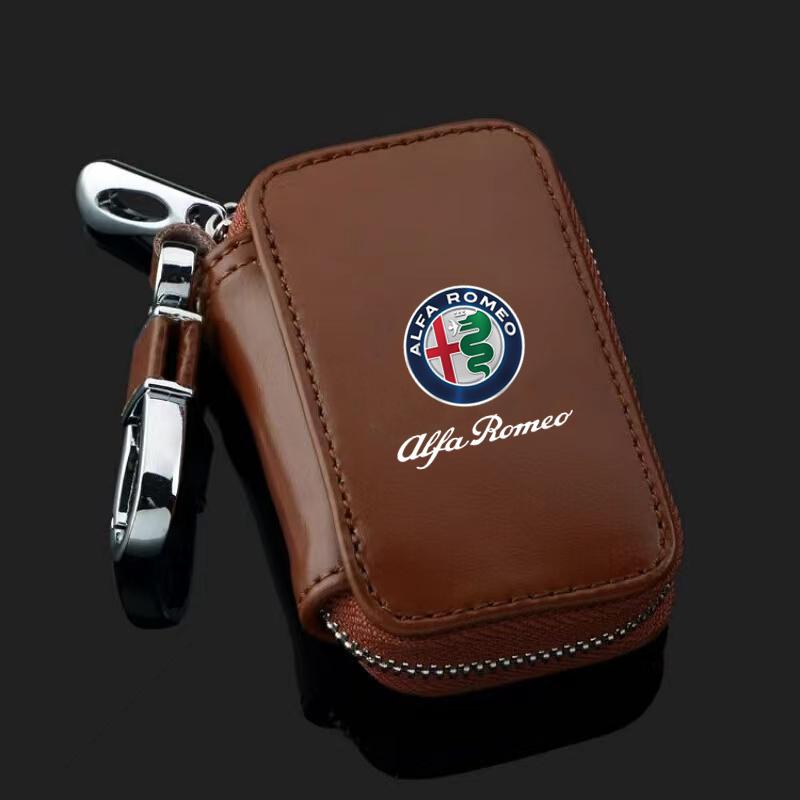 

For Alfa Romeo 2026 Hot Sticker Leather Car Key Case Key Full Cover For Alfa Romeo Giulia Stelvio Giulietta 156 159 147 Mito Ton коричневий