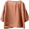 Damen Retro 3/4 Ärmel Vielseitige einreihige Leinen-Baumwoll-Bluse Lässiges lockeres Oberteil