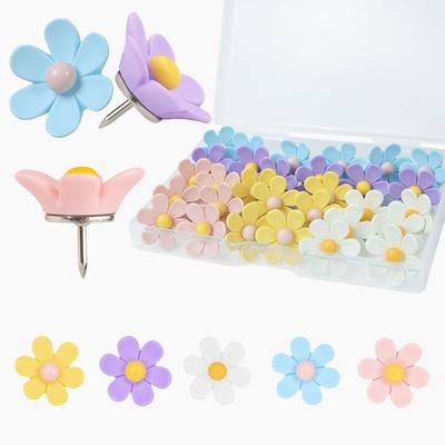 Colorful 3D Flower Pushpins for Cork and Felt Boards - Creative, Cute Decoration Tacks