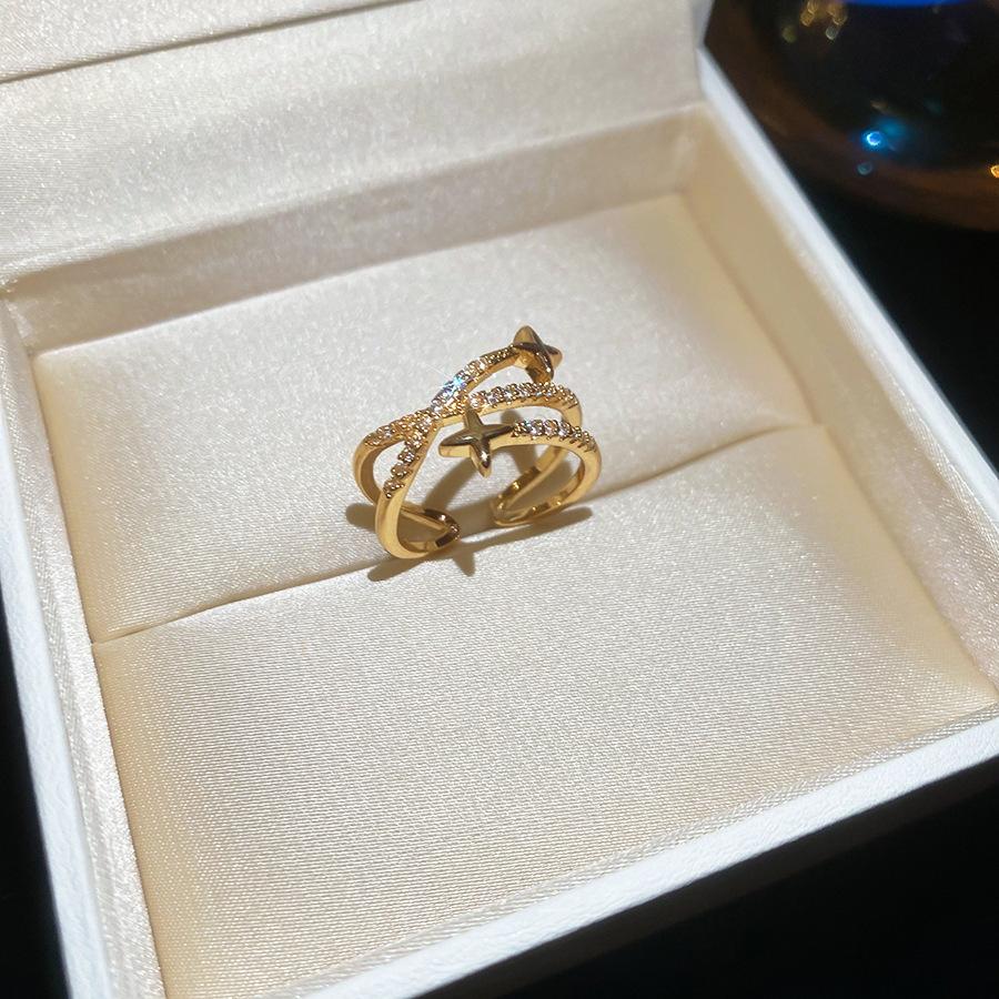 Maillard Vintage Geometric Flower Tiger's Eye Open Ring Simple Index Finger Ring Jewelry
