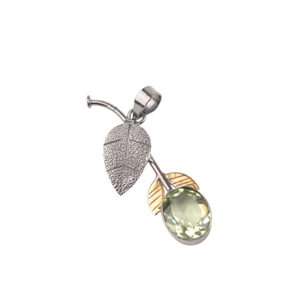Green Amethyst Gemstone Pendant 925 Stamped Silver Handmade Women's Jewelry PP-55-10