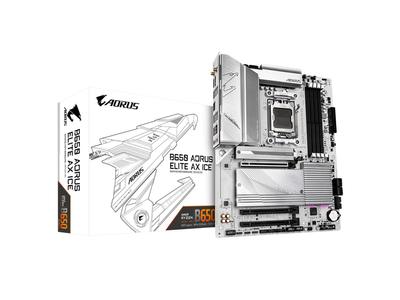 Placa base ATX GIGABYTE B650 AORUS ELITE AX ICE, compatible con AMD Ryzen serie 7000, socket AM5 DDR5, color blanco, B650 A ELITE AX ICE MB6453