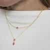 Collier - LUXENTER - Ontary - Argent sterling 925 - Zircone rose - Finition or jaune 18 carats