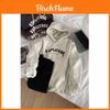 Vintage Hoodie mit Buchstabenaufdruck für Damen mit gespleißtem Design Weich Leicht für Frühling Herbst