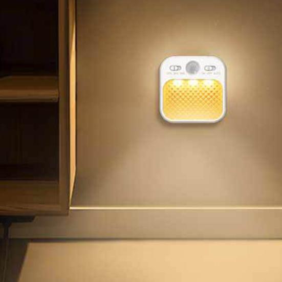 LED Night Light with Motion Sensor Angle Wide Sensing Angle Soft Glow Auto On/Off Rechargeable USB Night Light with 3 Modes