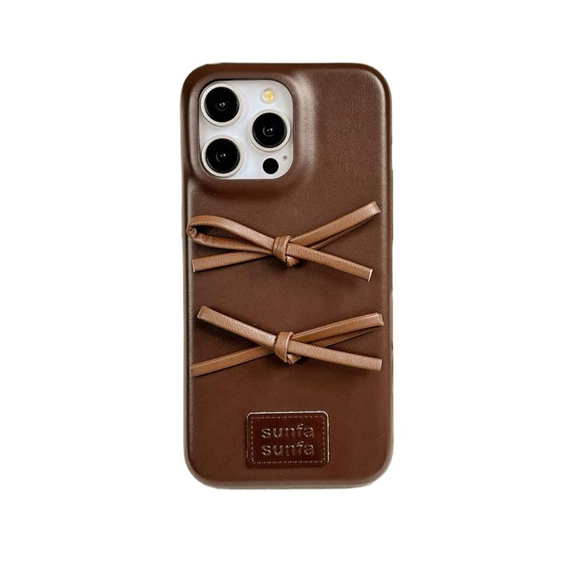 

Retro Fashion Lovely Bowknot Leather Case For iPhone 17 16 15 13 14 Pro Max Soft Matte TPU Phone Back Cover iPhone17 Pro