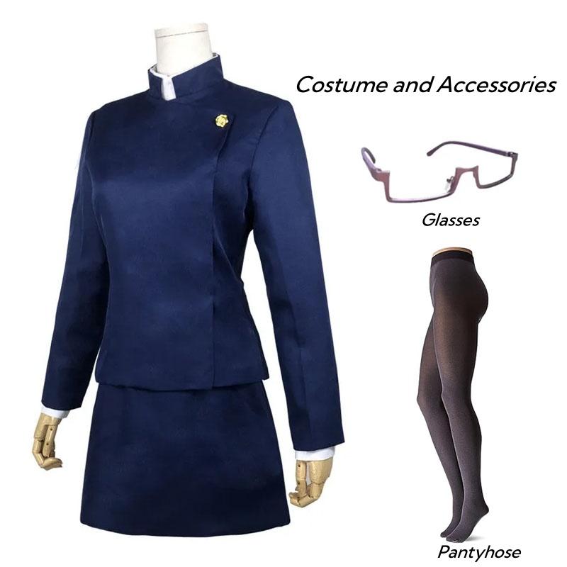 Jujutsu Kaisen Maki Zenin Costume Cosplay Occhiali Parrucca Top Gonne Set Completo Maki Uniforme per Festa di Halloween per Donne Uomini