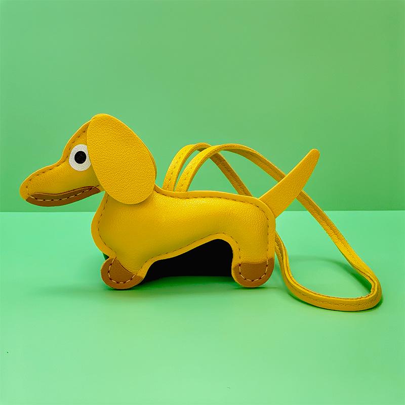 Dachshund Pendant Leather Bag Charm - Cute Cartoon Ornament